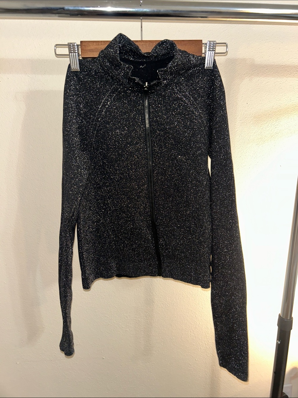 Fabletics Sparkle Black Full-Zip Jacket
